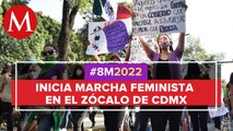Inician las marchas de algunos colectivos feministas en el Zócalo de la CdMx