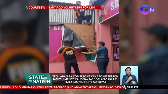 TRO laban sa COMELEC at kay Spokesperson James Jimenez kaugnay ng Oplan-Baklas , inilabas ng Korte Suprema | SONA