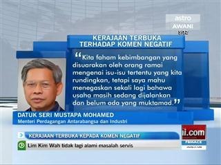 Kerajaan terbuka kepada komen negatif