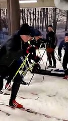 Cross Country Skier Runs Ahead of The Competition