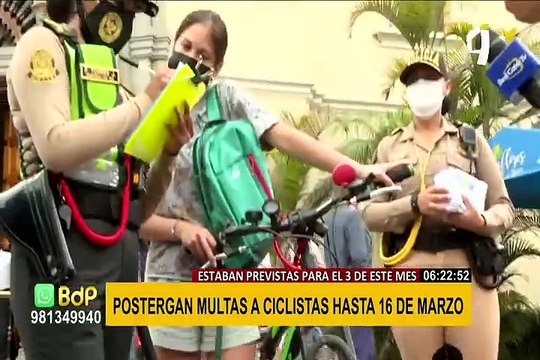 Multas a ciclistas: postergan aplicación de papeletas a infractores hasta el 16 de marzo
