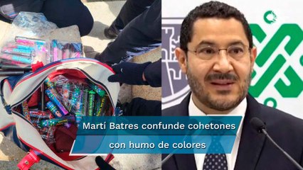 Tunden en redes a Martí Batres por presumir decomiso de "cohetones" en marcha del 8M; es humo de co
