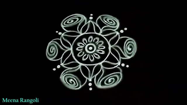 6 rose flowers rangoli design - rose flower kolam design - rose flower rangoli designs