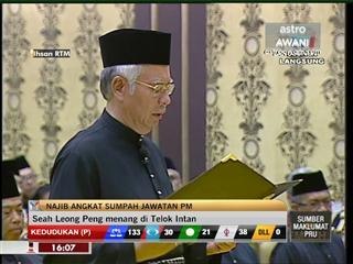Najib angkat sumpah jawatan sebagai PM