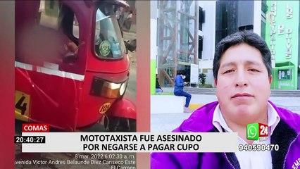 Download Video: Comas: asesinan a mototaxista por negarse a pagar cupos a extorsionadores, según testigos