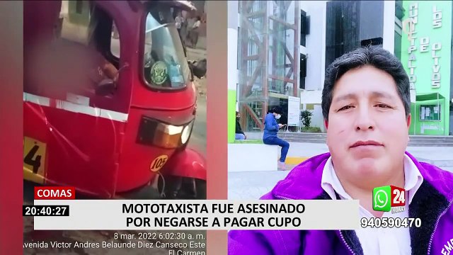 Comas: asesinan a mototaxista por negarse a pagar cupos a extorsionadores, según testigos