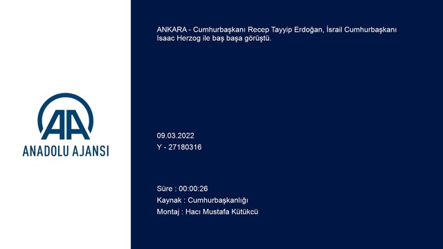 Cumhurbaşkanı Erdoğan, İsrail Cumhurbaşkanı Isaac Herzog ile baş başa görüştü