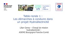 Les démarches à conduire dans un projet hydroélectricité – Lilian Geney ADEME