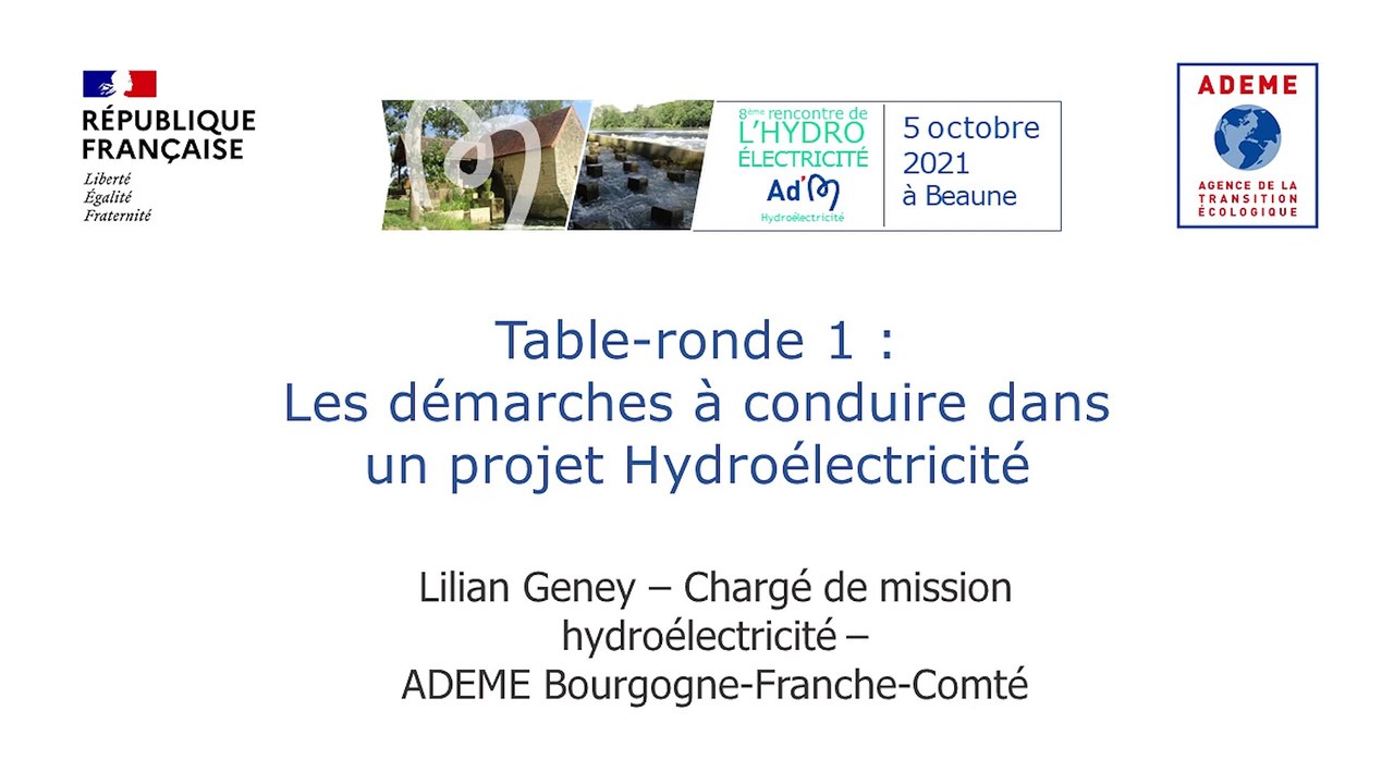 Les démarches à conduire dans un projet hydroélectricité – Lilian Geney ADEME
