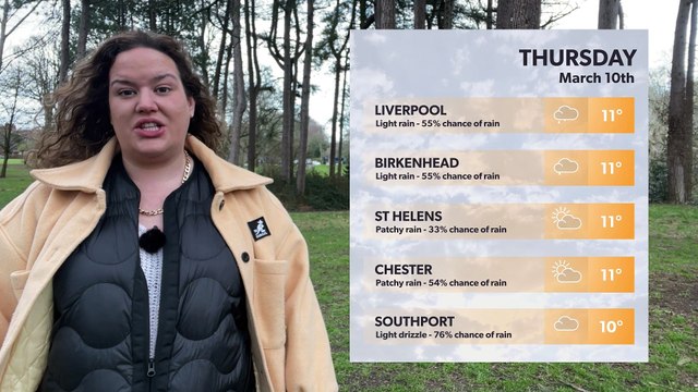 Daily Weather report for Liverpool Thursday, 10 March, plus five-day forecast: Cloudy changing to light rain