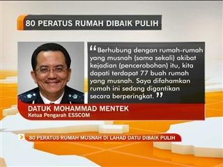 80 peratus rumah di Lahad Datu dibaik pulih