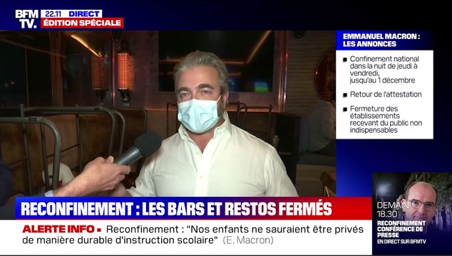 Zapping du 29/10 : Reconfinement : en colère un restaurateur appelle à la désobéissance