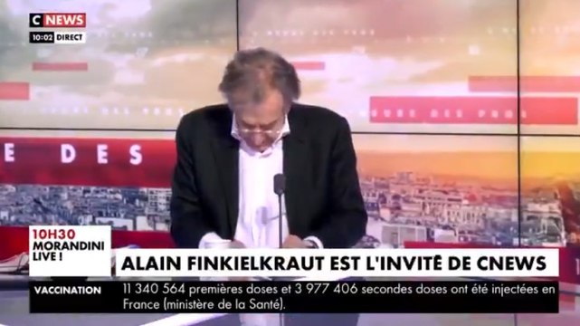CNews : Alain Finkielkraut se croit hors antenne