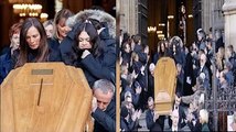 Obsèques de Jean Pierre Pernaut  sa femme Nathalie Marquay en larmes à l@ sortie, avec son clan
