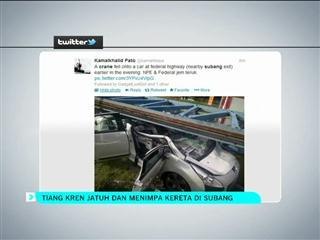 Tiang kren jatuh di Subang