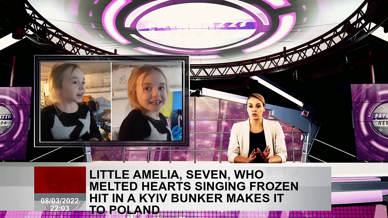 Little Amelia, seven, who melted hearts singing Frozen hit in a Kyiv bunker makes it to Poland