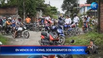 En menos de 3 horas, dos personas fueron asesinadas en diferentes partes del cantón Milagro