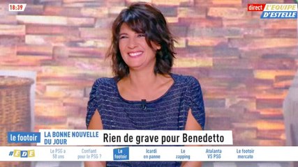 Le fou rire d'Estelle Denis sur l'Equipe TV