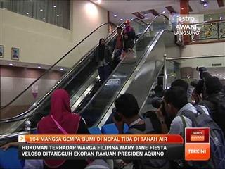 104 mangsa gempa bumi di Nepal tiba di tanah air