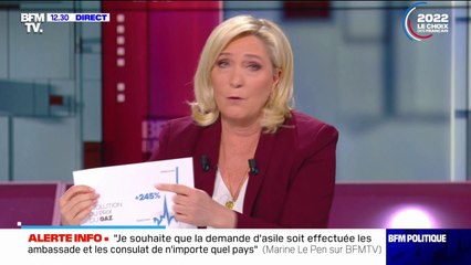 "Je ne veux pas sacrifier les Français, l'économie, leur pouvoir d'achat...": Marine Le Pen se dit contre l'embargo total sur le gaz russe