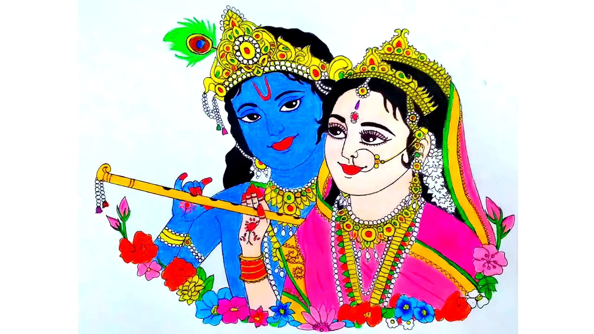 radha krishna drawing