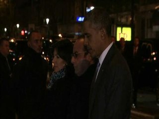 Obama visits Paris attack site, pays tribute to victims