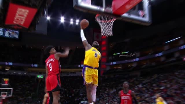 LeBron makes a monster one-handed slam