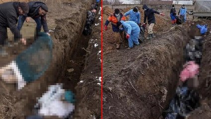 Rus saldırısı sonrası yerle bir olan Mariupol'de ölen insanları gömmek için toplu mezarlar açıldı