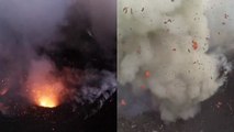 Yasur : les images d'une éruption vue de l'intérieur du cratère d'un volcan