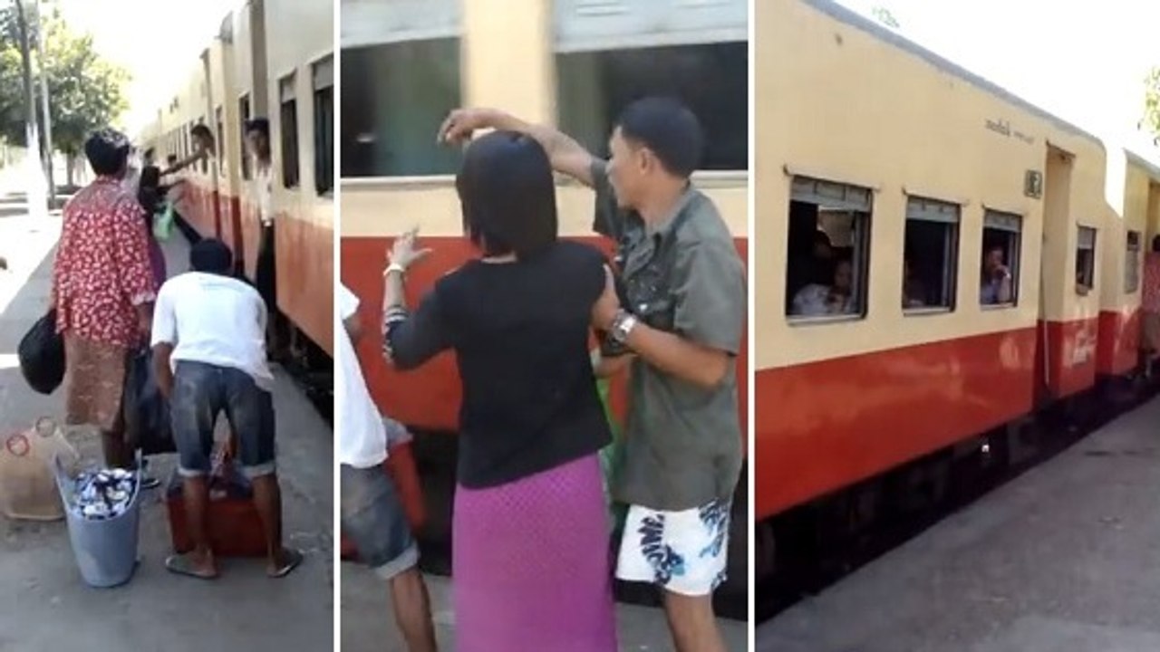 Voilà comment on monte dans un train en Birmanie