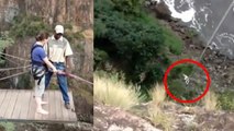 Une touriste s'offre la peur de sa vie en sautant depuis une falaise au Zimbabwe
