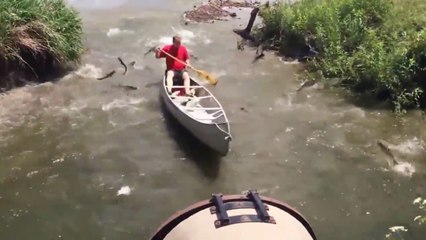 Ce pêcheur en canoë a trouvé le meilleur endroit de la planète pour capturer du poisson