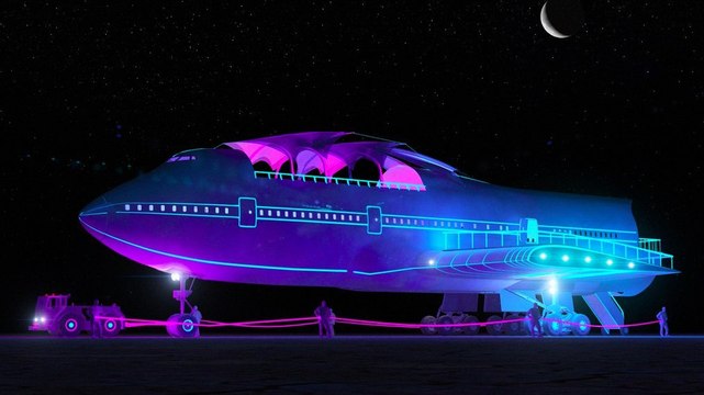 Burning Man : un avion transformé en... boîte de nuit !