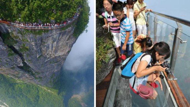 Falaise du Dragon : défiez le vide de la passerelle transparente du Mont Tianmen en Chine