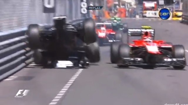 Grand Prix de Monaco de F1 2013 : L'accident de Pastor Maldonado spectaculaire