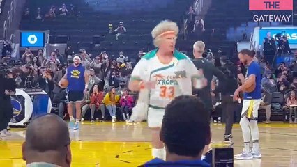 Jackie Moon Warms up with Players Before Warriors Game