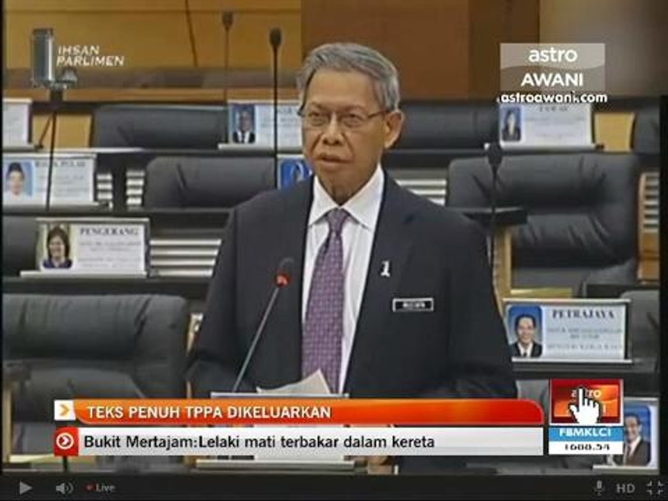 Teks penuh TPPA dikeluarkan