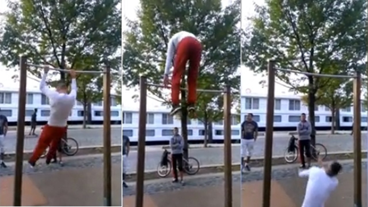 Fail musculation : Il se prend la barre de traction dans la tête