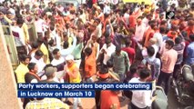 UP Election Results: Celebrations begin in Lucknow as BJP leads in state