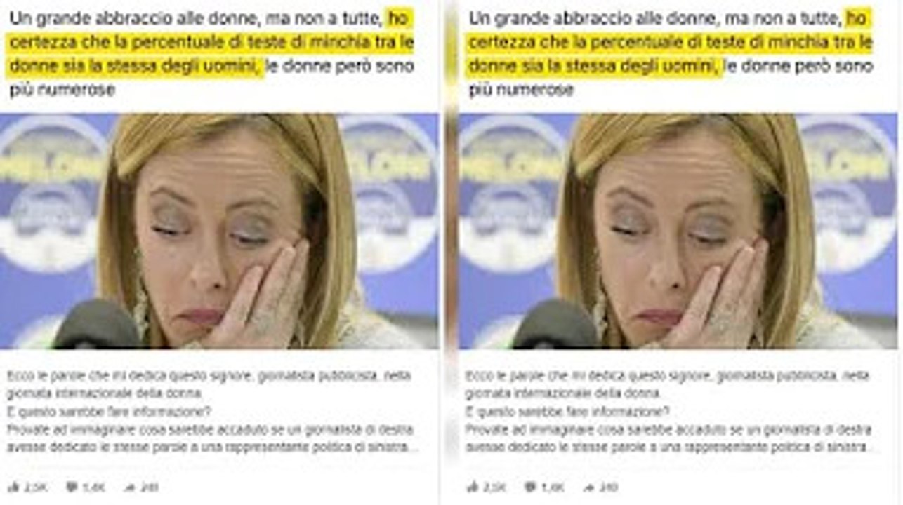 “Testa di…”. La denuncia di Giorgia Meloni sugli i.n.sulti del giornalista di sinistra