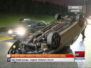 Nyaris maut kereta terbalik di Lebuhraya DUKE