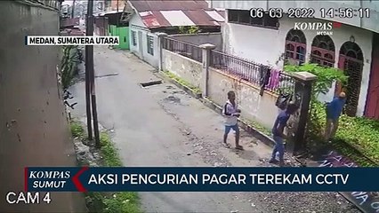Aksi pencurian Pagar besi Rumah Kosong Terekam CCTV