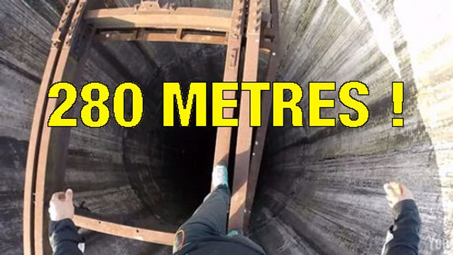 Un fou grimpe en haut d'une cheminée... à 280 mètres du sol !