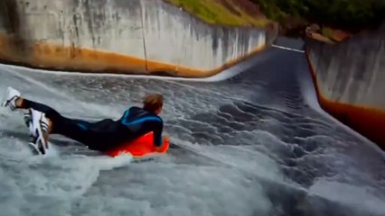 Bodyboard : Une session complètement folle et dangereuse au coeur d'un barrage