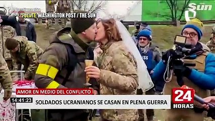 Guerra Rusia - Ucrania: Soldados ucranianos contraen matrimonio en pleno conflicto bélico