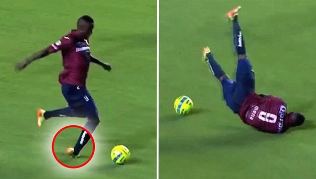 Fail : Il s'échappe, s'élance et... se tacle lui-même !