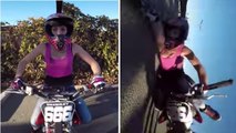 Une fille très courageuse tente un triple frontflip en FMX
