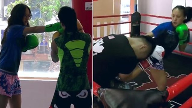 Cette championne de boxe thaï se fait passer pour une débutante avant de changer d'attitude !