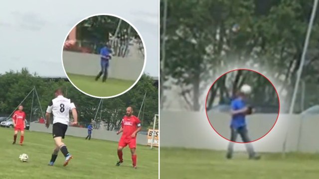 Il se prend un ballon de football en pleine tête