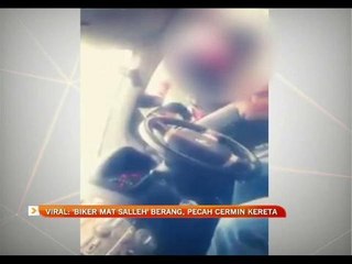 Viral: 'Biker mat saleh' berang, pecah cermin kereta
